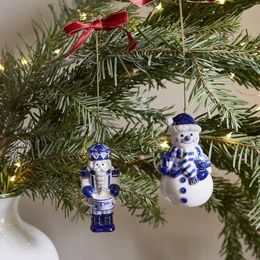 Blue Italian Snowman Ornament